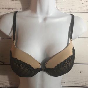 Lily if France black lace‎ nude padded bra 34C